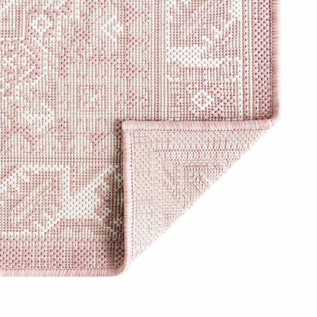 Pink 8' x 8' Outdoor Aztec Square Rug