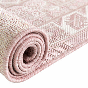 Pink 8' x 8' Outdoor Aztec Square Rug