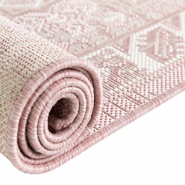 Pink 8' x 8' Outdoor Aztec Square Rug