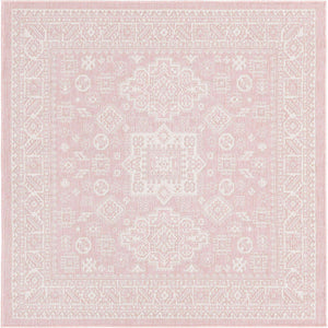 Pink 5' 3 x 5' 3 Outdoor Aztec Square Area Rug Weather Resistant for Patio, Deck, Terrace, Balcony, Porch 100% Polypropylene Traditional Carpet Mat for Sale at Rug Engine