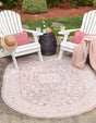 Pink 5' 3 x 8' Outdoor Aztec Oval Area Rug Weather Resistant for Patio, Deck, Terrace, Balcony, Porch 100% Polypropylene Traditional Carpet Mat for Sale at Rug Engine