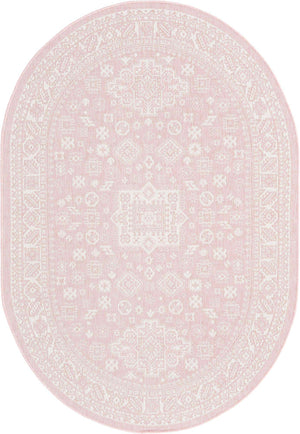 Pink 5' 3 x 8' Outdoor Aztec Oval Area Rug Weather Resistant for Patio, Deck, Terrace, Balcony, Porch 100% Polypropylene Traditional Carpet Mat for Sale at Rug Engine