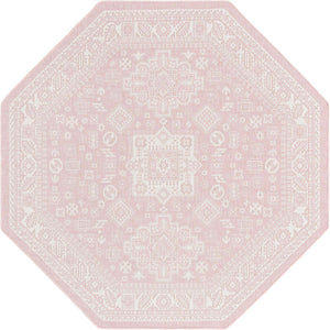 Pink 7' 10 x 7' 10 Outdoor Aztec Octagon Area Rug Weather Resistant for Patio, Deck, Terrace, Balcony, Porch 100% Polypropylene Traditional Carpet Mat for Sale at Rug Engine