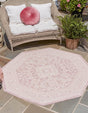 Pink 7' 10 x 7' 10 Outdoor Aztec Octagon Area Rug Weather Resistant for Patio, Deck, Terrace, Balcony, Porch 100% Polypropylene Traditional Carpet Mat for Sale at Rug Engine