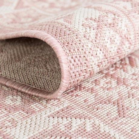 Pink 5' 3 x 5' 3 Outdoor Aztec Octagon Area Rug Weather Resistant for Patio, Deck, Terrace, Balcony, Porch 100% Polypropylene Traditional Carpet Mat for Sale at Rug Engine