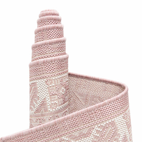 Pink 5' 3 x 5' 3 Outdoor Aztec Octagon Area Rug Weather Resistant for Patio, Deck, Terrace, Balcony, Porch 100% Polypropylene Traditional Carpet Mat for Sale at Rug Engine