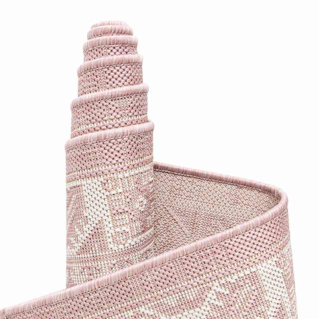 Pink 5' 3 x 5' 3 Outdoor Aztec Octagon Area Rug Weather Resistant for Patio, Deck, Terrace, Balcony, Porch 100% Polypropylene Traditional Carpet Mat for Sale at Rug Engine