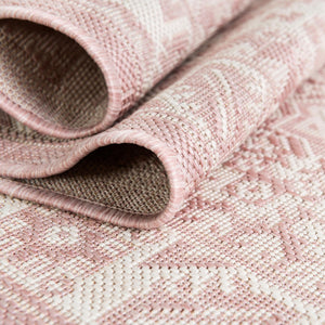 Pink 5' 3 x 5' 3 Outdoor Aztec Octagon Area Rug Weather Resistant for Patio, Deck, Terrace, Balcony, Porch 100% Polypropylene Traditional Carpet Mat for Sale at Rug Engine