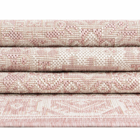 Pink 5' 3 x 5' 3 Outdoor Aztec Octagon Area Rug Weather Resistant for Patio, Deck, Terrace, Balcony, Porch 100% Polypropylene Traditional Carpet Mat for Sale at Rug Engine
