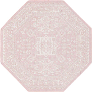 Pink 5' 3 x 5' 3 Outdoor Aztec Octagon Area Rug Weather Resistant for Patio, Deck, Terrace, Balcony, Porch 100% Polypropylene Traditional Carpet Mat for Sale at Rug Engine