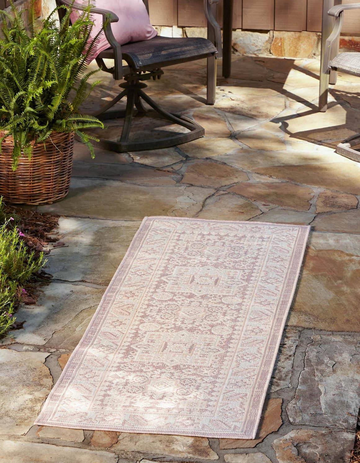 Pink 2' x 8' Outdoor Aztec Runner Area Rug Weather Resistant for Patio, Deck, Terrace, Balcony, Porch 100% Polypropylene Traditional Carpet Mat for Sale at Rug Engine