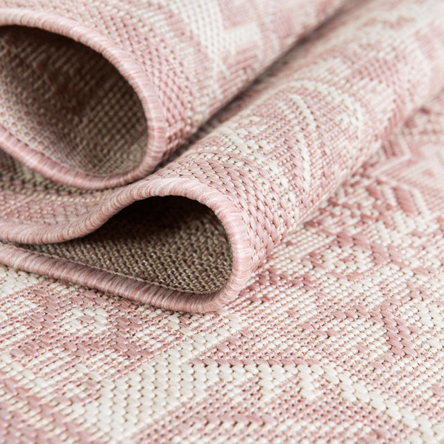 Pink 2' 7 x 12' Outdoor Aztec Runner Area Rug Weather Resistant for Patio, Deck, Terrace, Balcony, Porch 100% Polypropylene Traditional Carpet Mat for Sale at Rug Engine