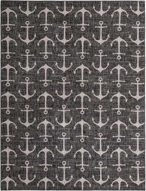Charcoal 10' x 13' 1 Outdoor Coastal Rectangle Area Rug Weather Resistant for Patio, Deck, Terrace, Balcony, Porch 100% Polypropylene Coastal Decor Carpet for Sale at Rug Engine