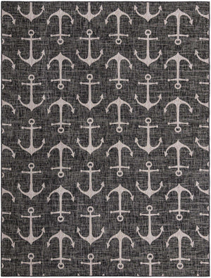 Charcoal 9' x 12' Outdoor Coastal Rectangle Area Rug Weather Resistant for Patio, Deck, Terrace, Balcony, Porch 100% Polypropylene Coastal Decor Carpet for Sale at Rug Engine