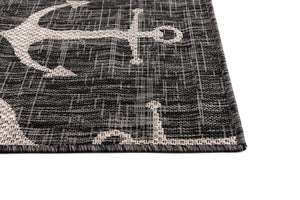 Charcoal 10' x 13' 1 Outdoor Coastal Rectangle Area Rug Weather Resistant for Patio, Deck, Terrace, Balcony, Porch 100% Polypropylene Coastal Decor Carpet for Sale at Rug Engine