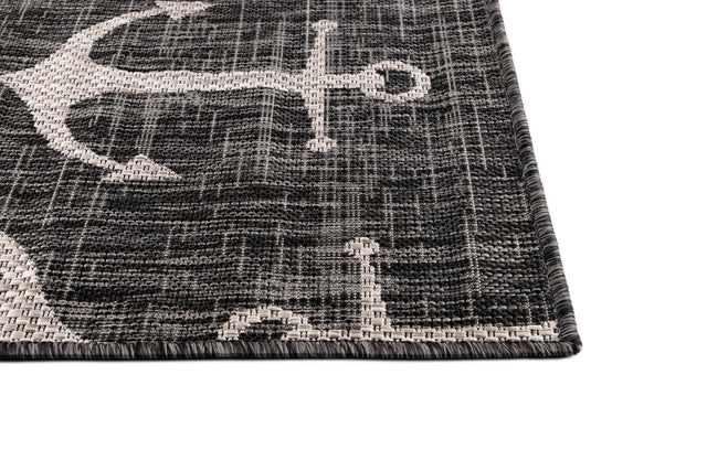 Charcoal 10' x 13' 1 Outdoor Coastal Rectangle Area Rug Weather Resistant for Patio, Deck, Terrace, Balcony, Porch 100% Polypropylene Coastal Decor Carpet for Sale at Rug Engine