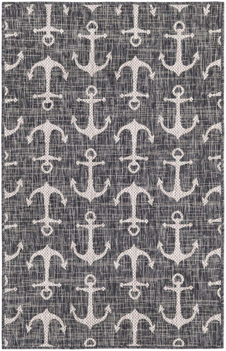 Charcoal 3' 1 x 5' 3 Outdoor Coastal Rectangle Rug