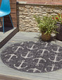 Charcoal 13' 1 x 13' 1 Outdoor Coastal Round Area Rug Weather Resistant for Patio, Deck, Terrace, Balcony, Porch 100% Polypropylene Coastal Decor Carpet for Sale at Rug Engine
