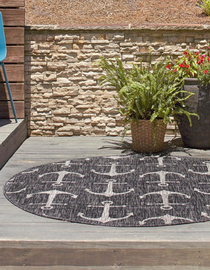 Charcoal 13' 1 x 13' 1 Outdoor Coastal Round Area Rug Weather Resistant for Patio, Deck, Terrace, Balcony, Porch 100% Polypropylene Coastal Decor Carpet for Sale at Rug Engine