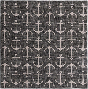 Charcoal 10' x 10' Outdoor Coastal Square Rug