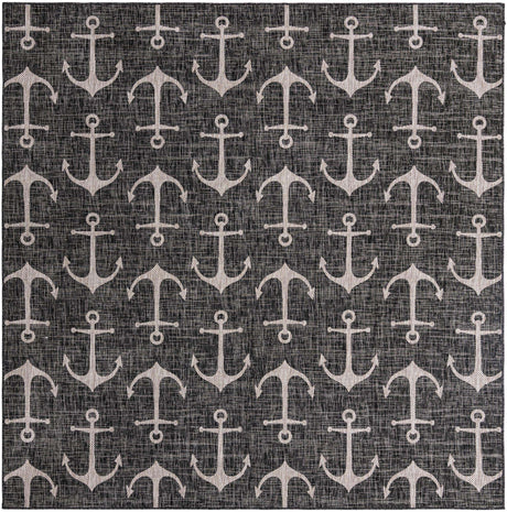Charcoal 10' x 10' Outdoor Coastal Square Rug