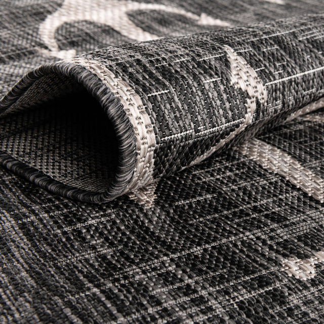 Charcoal 3' 1 x 5' 3 Outdoor Coastal Oval Area Rug Weather Resistant for Patio, Deck, Terrace, Balcony, Porch 100% Polypropylene Coastal Decor Carpet for Sale at Rug Engine