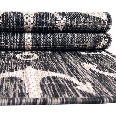 Charcoal 5' 3 x 5' 3 Outdoor Coastal Octagon Area Rug Weather Resistant for Patio, Deck, Terrace, Balcony, Porch 100% Polypropylene Coastal Decor Carpet for Sale at Rug Engine