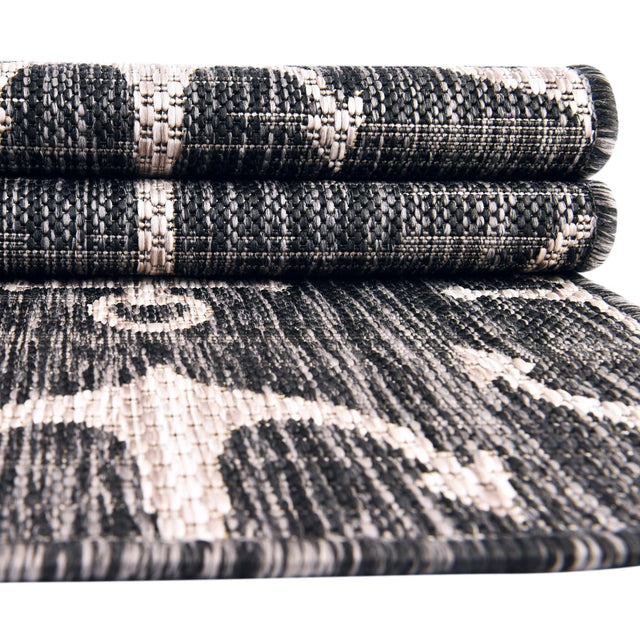 Charcoal 5' 3 x 5' 3 Outdoor Coastal Octagon Area Rug Weather Resistant for Patio, Deck, Terrace, Balcony, Porch 100% Polypropylene Coastal Decor Carpet for Sale at Rug Engine