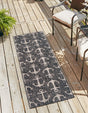 Charcoal 2' 7 x 12' Outdoor Coastal Runner Area Rug Weather Resistant for Patio, Deck, Terrace, Balcony, Porch 100% Polypropylene Coastal Decor Carpet for Sale at Rug Engine