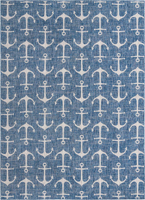 Blue 10' x 14' 1 Outdoor Coastal Rectangle Area Rug Weather Resistant for Patio, Deck, Terrace, Balcony, Porch 100% Polypropylene Coastal Decor Carpet for Sale at Rug Engine