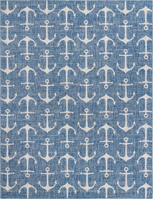 Blue 10' x 13' 1 Outdoor Coastal Rectangle Area Rug Weather Resistant for Patio, Deck, Terrace, Balcony, Porch 100% Polypropylene Coastal Decor Carpet for Sale at Rug Engine