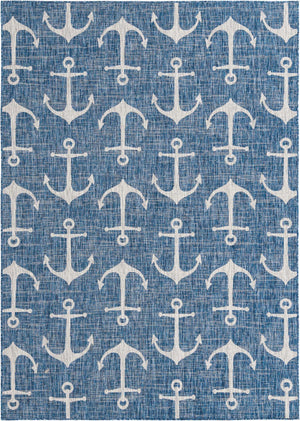 Blue 7' 1 x 10' Outdoor Coastal Rectangle Rug