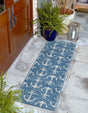 Blue 2' x 8' Outdoor Coastal Runner Area Rug Weather Resistant for Patio, Deck, Terrace, Balcony, Porch 100% Polypropylene Coastal Decor Carpet for Sale at Rug Engine