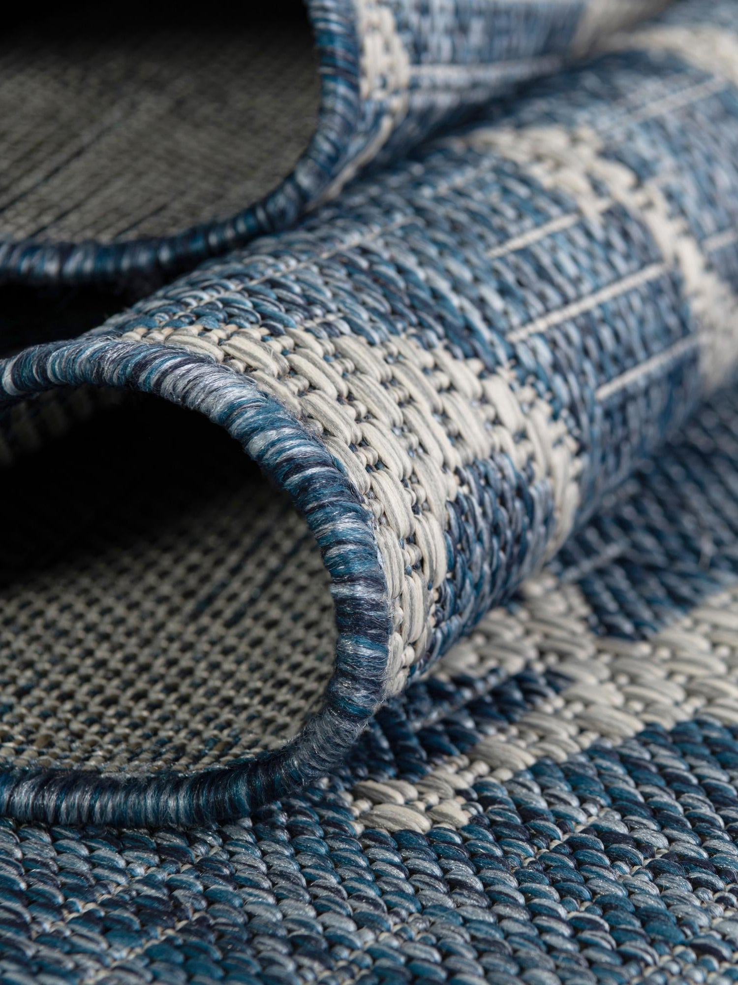 Blue 2' x 6' 1 Outdoor Coastal Runner Area Rug Weather Resistant for Patio, Deck, Terrace, Balcony, Porch 100% Polypropylene Coastal Decor Carpet for Sale at Rug Engine