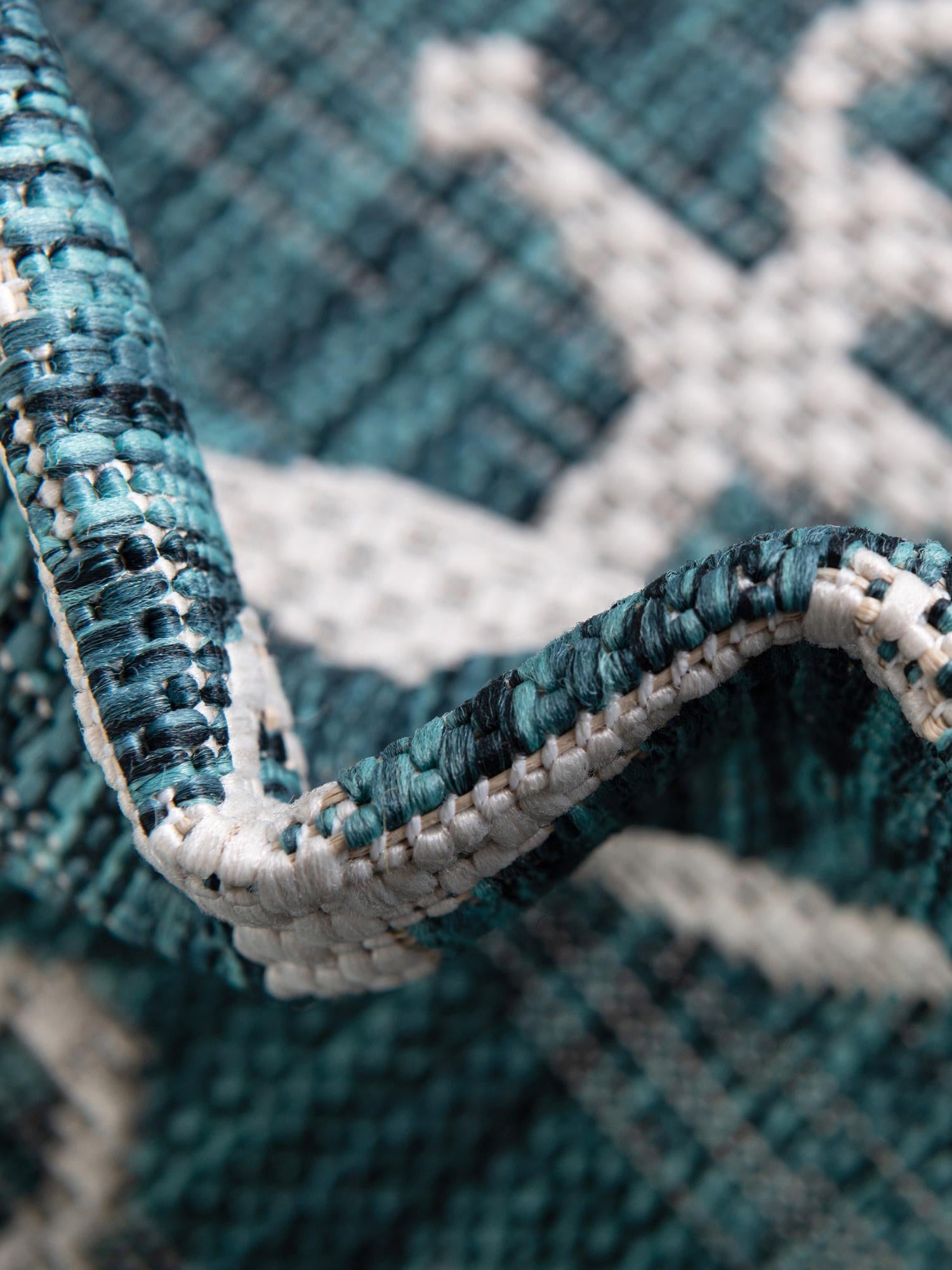 Teal 3' 1 x 3' 1 Outdoor Coastal Round Area Rug Weather Resistant for Patio, Deck, Terrace, Balcony, Porch 100% Polypropylene Coastal Decor Carpet for Sale at Rug Engine