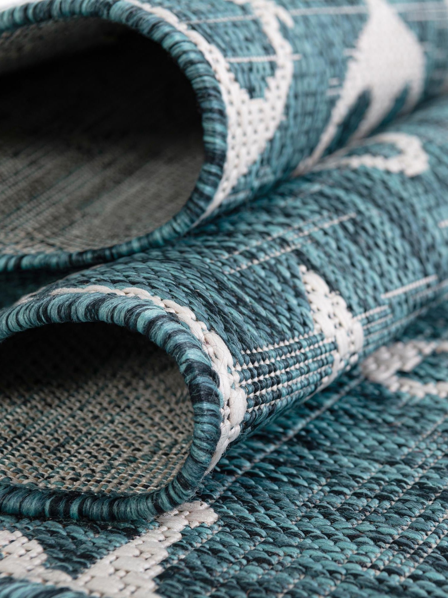 Teal 5' 3 x 5' 3 Outdoor Coastal Square Area Rug Weather Resistant for Patio, Deck, Terrace, Balcony, Porch 100% Polypropylene Coastal Decor Carpet for Sale at Rug Engine