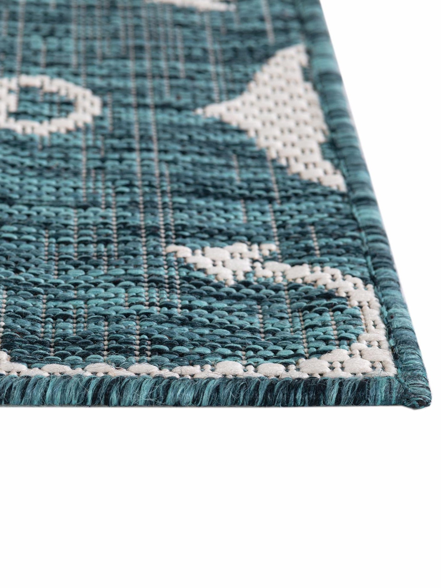 Teal 5' 3 x 5' 3 Outdoor Coastal Octagon Area Rug Weather Resistant for Patio, Deck, Terrace, Balcony, Porch 100% Polypropylene Coastal Decor Carpet for Sale at Rug Engine