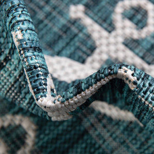Teal 7' 10 x 7' 10 Outdoor Coastal Octagon Area Rug Weather Resistant for Patio, Deck, Terrace, Balcony, Porch 100% Polypropylene Coastal Decor Carpet for Sale at Rug Engine