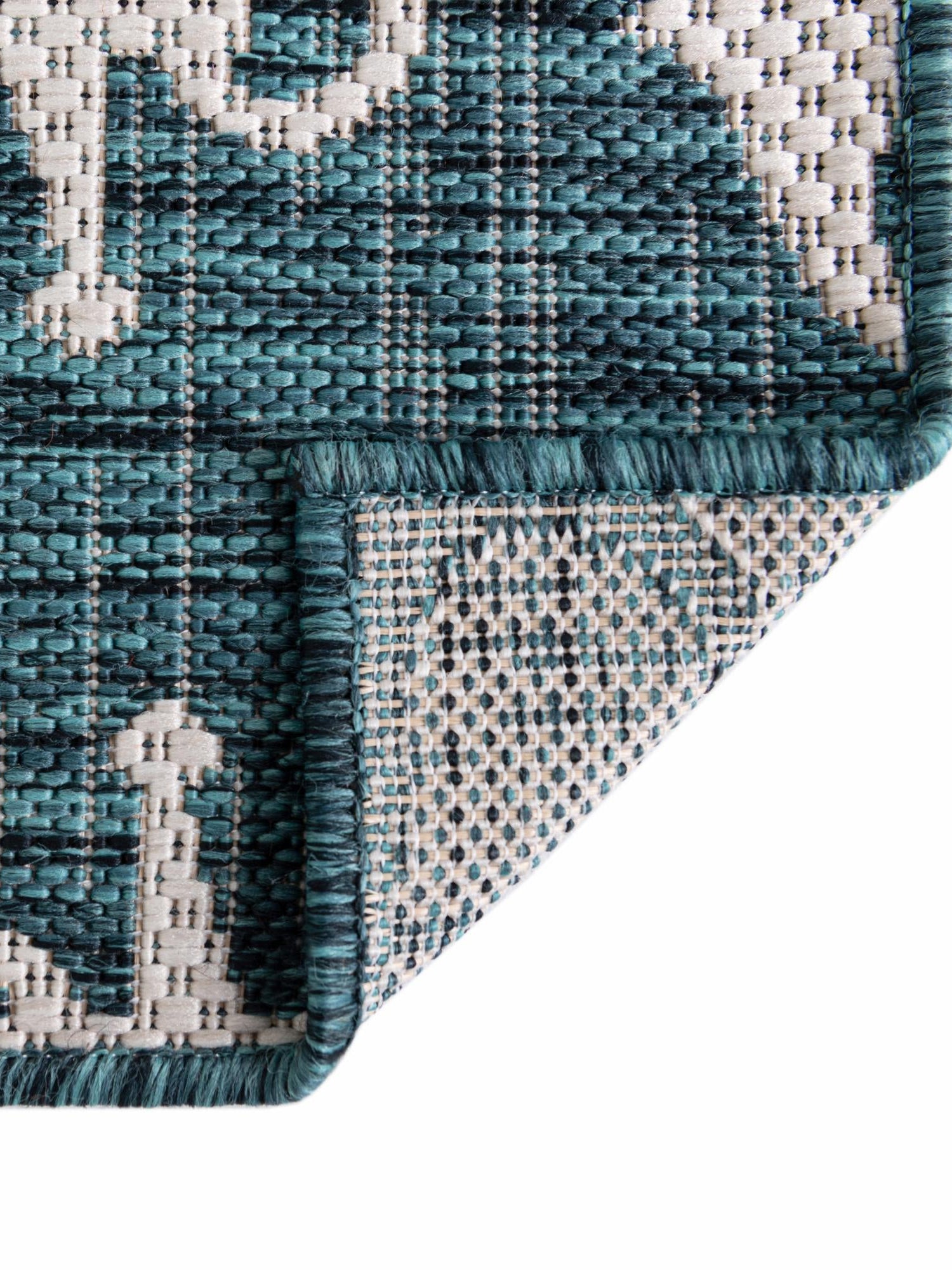 Teal 5' 3 x 5' 3 Outdoor Coastal Octagon Area Rug Weather Resistant for Patio, Deck, Terrace, Balcony, Porch 100% Polypropylene Coastal Decor Carpet for Sale at Rug Engine