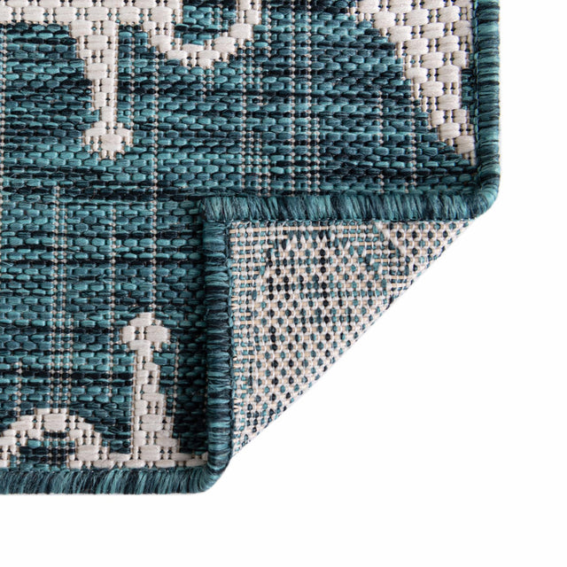 Teal 2' x 6' 1 Outdoor Coastal Runner Rug