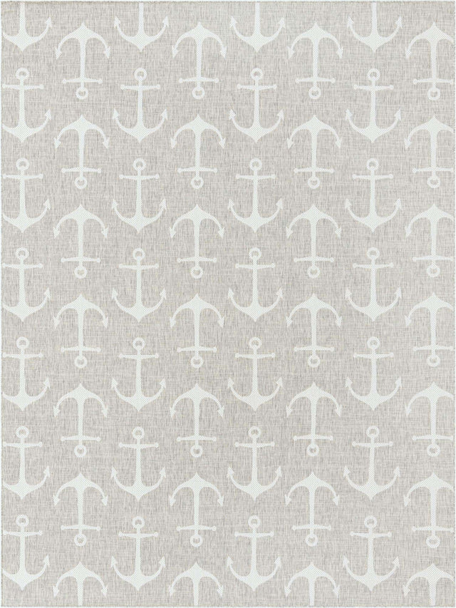 Gray 10' x 13' 1 Outdoor Coastal Rectangle Area Rug Weather Resistant for Patio, Deck, Terrace, Balcony, Porch 100% Polypropylene Coastal Decor Carpet for Sale at Rug Engine