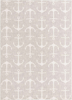 Gray 7' 10 x 11' Outdoor Coastal Rectangle Area Rug Weather Resistant for Patio, Deck, Terrace, Balcony, Porch 100% Polypropylene Coastal Decor Carpet for Sale at Rug Engine