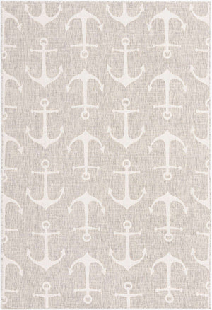 Gray 6' 1 x 9' Outdoor Coastal Rectangle Area Rug Weather Resistant for Patio, Deck, Terrace, Balcony, Porch 100% Polypropylene Coastal Decor Carpet for Sale at Rug Engine