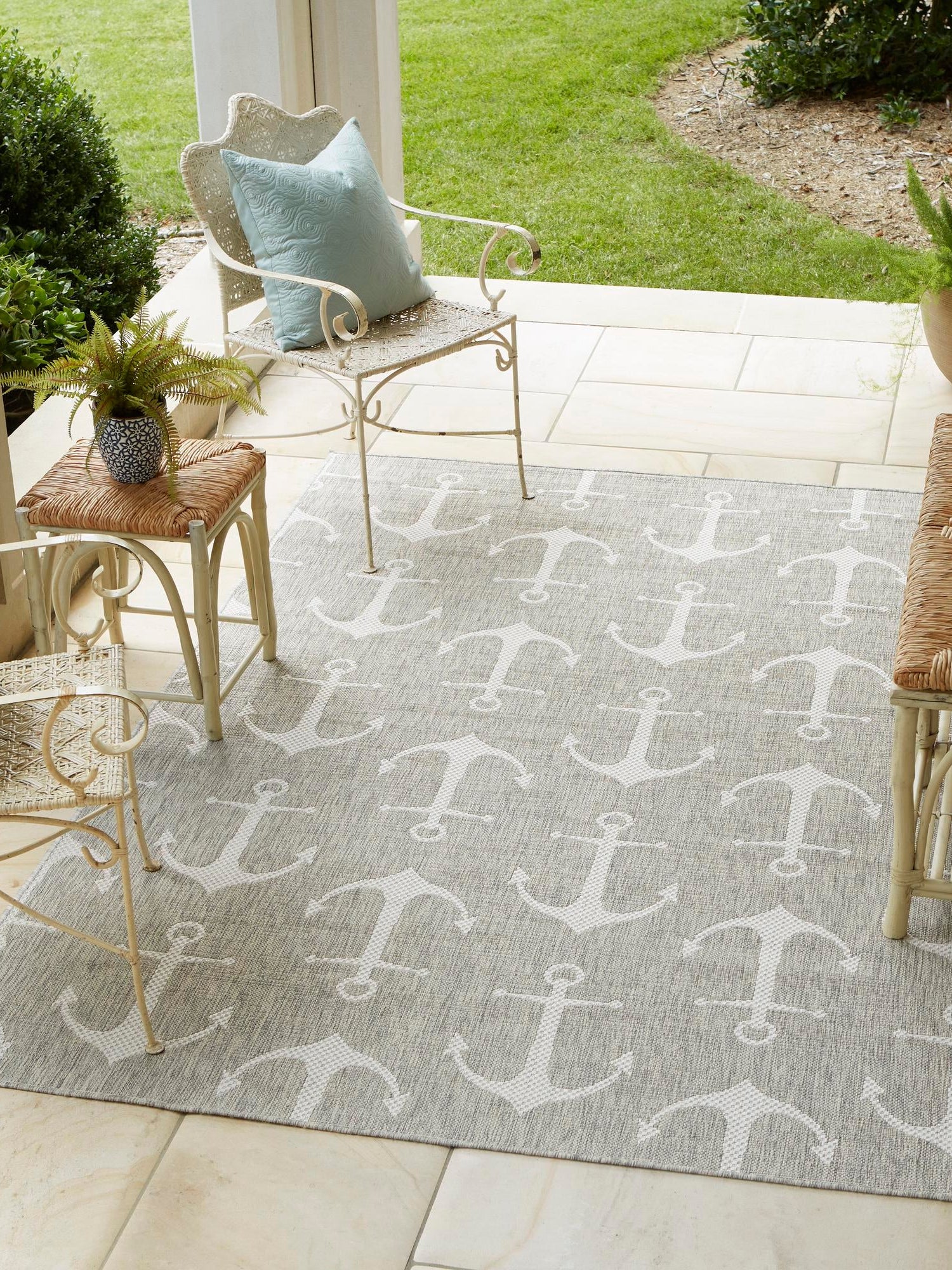 Gray 1' 4 x 1' 4 Outdoor Coastal Sample Area Rug Weather Resistant for Patio, Deck, Terrace, Balcony, Porch 100% Polypropylene Coastal Decor Carpet for Sale at Rug Engine