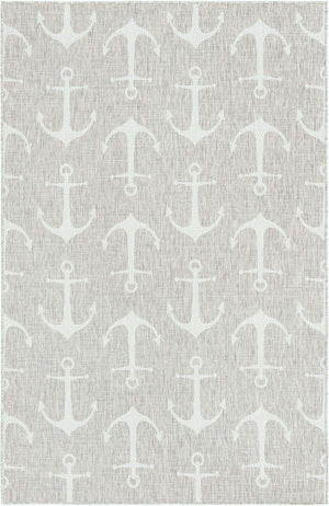 Gray 5' 3 x 8' Outdoor Coastal Rectangle Area Rug Weather Resistant for Patio, Deck, Terrace, Balcony, Porch 100% Polypropylene Coastal Decor Carpet for Sale at Rug Engine