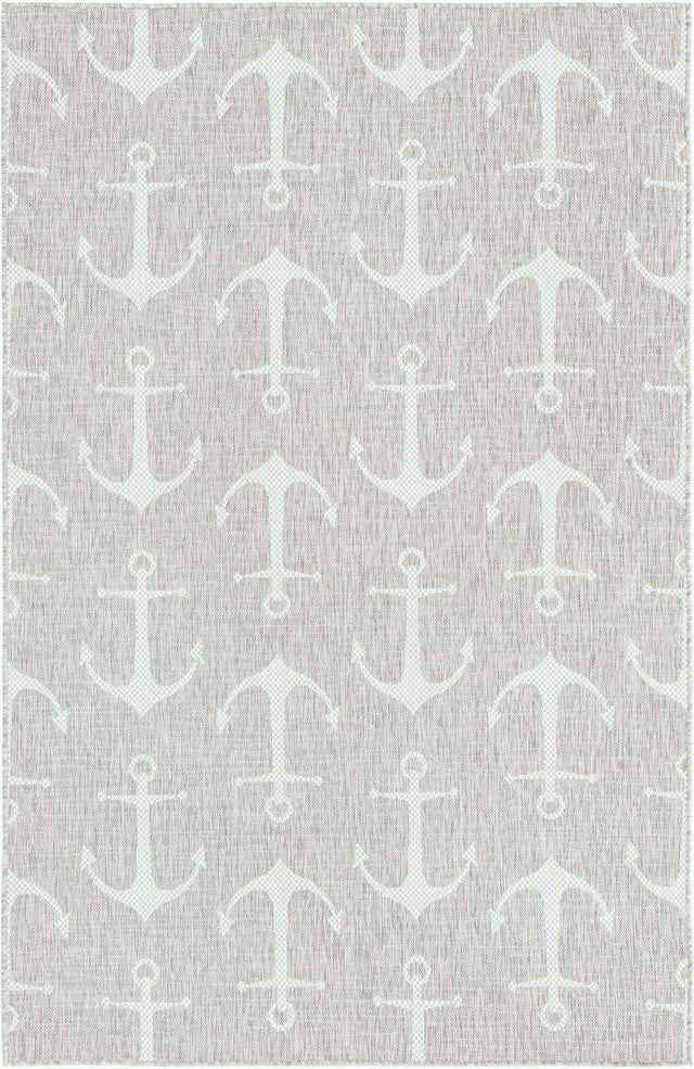 Gray 5' 3 x 8' Outdoor Coastal Rectangle Area Rug Weather Resistant for Patio, Deck, Terrace, Balcony, Porch 100% Polypropylene Coastal Decor Carpet for Sale at Rug Engine