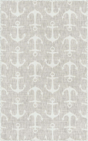 Gray 3' 1 x 5' 3 Outdoor Coastal Rectangle Area Rug Weather Resistant for Patio, Deck, Terrace, Balcony, Porch 100% Polypropylene Coastal Decor Carpet for Sale at Rug Engine