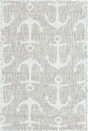 Gray 2' x 3' 1 Outdoor Coastal Rectangle Area Rug Weather Resistant for Patio, Deck, Terrace, Balcony, Porch 100% Polypropylene Coastal Decor Carpet for Sale at Rug Engine