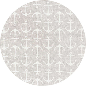 Gray 10' x 10' Outdoor Coastal Round Area Rug Weather Resistant for Patio, Deck, Terrace, Balcony, Porch 100% Polypropylene Coastal Decor Carpet for Sale at Rug Engine
