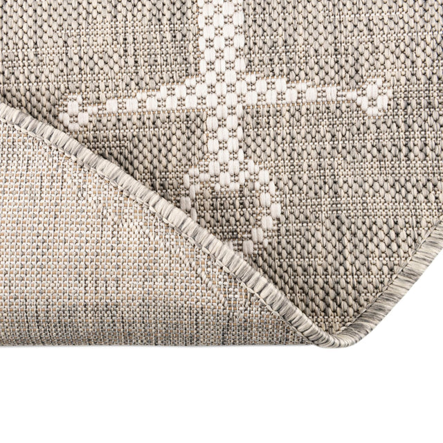 Gray 3' 1 x 5' 3 Outdoor Coastal Oval Area Rug Weather Resistant for Patio, Deck, Terrace, Balcony, Porch 100% Polypropylene Coastal Decor Carpet for Sale at Rug Engine